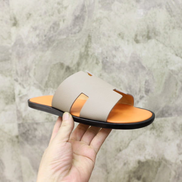 HM IZMIR SANDAL TANGERINE AND PALE GRAY CALFSKIN