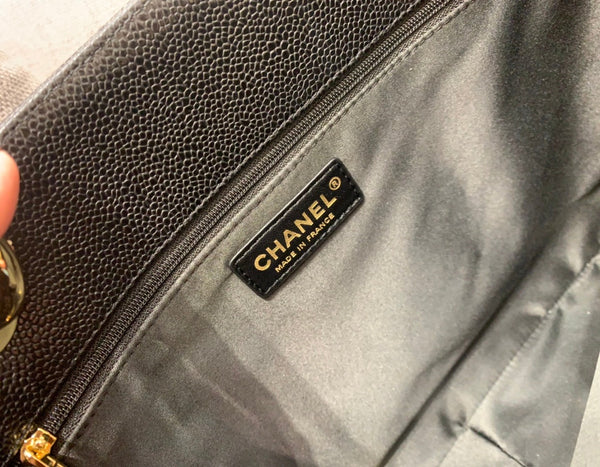CC GRAND SHOPPING TOTE BAG 34CM BLACK CAVIAR GOLD HARDWARE