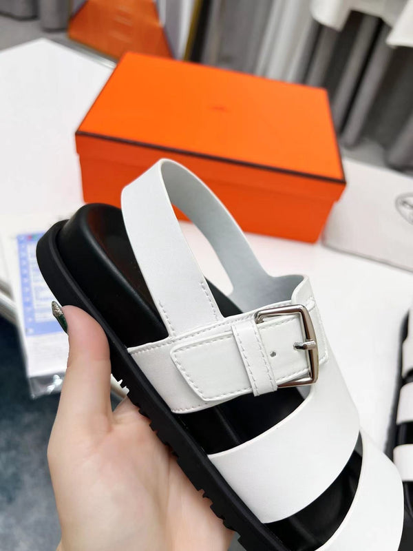 HM HENRIO SANDAL WHITE CALFSKIN