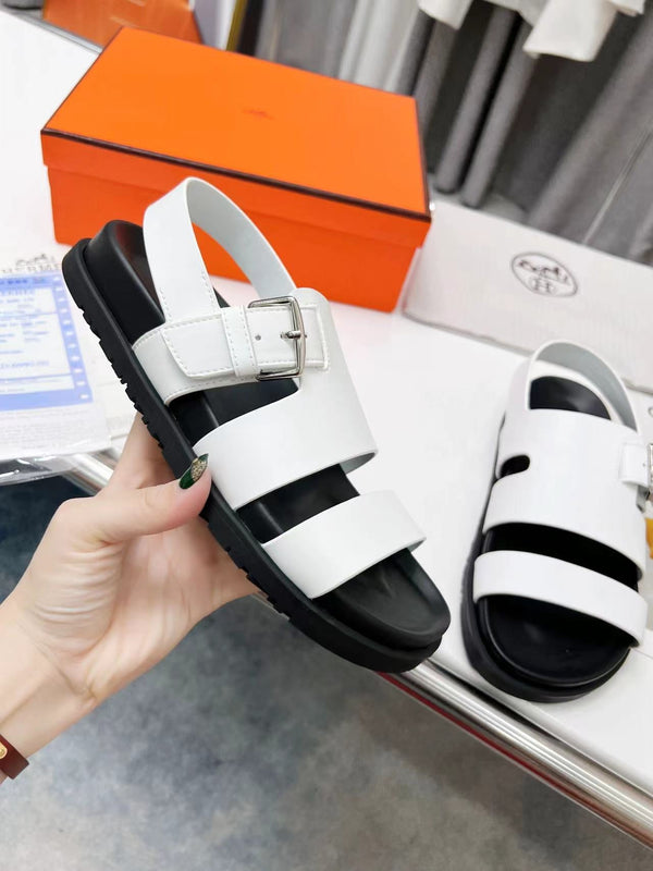 HM HENRIO SANDAL WHITE CALFSKIN