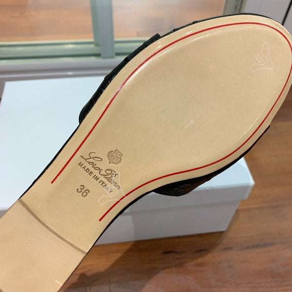 Summer Charms Sandals Mule Black Ostrich Brown Lambskin