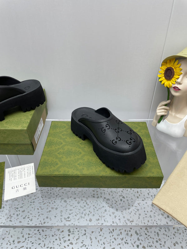 GG PLATFORM PERFORATED G 55 SANDAL BLACK IP FOAM