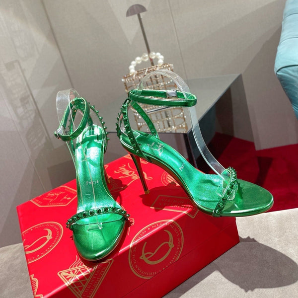 CL Spiked Strap Sandals Dark Green Metallic 346014