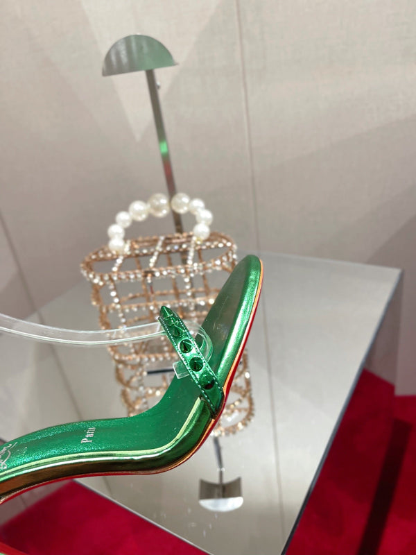 CL Spiked Strap Sandals Dark Green Metallic 346014