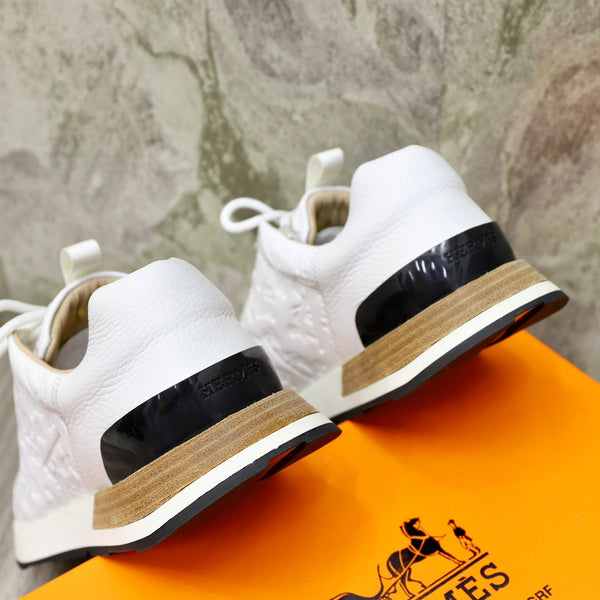 SNEAKER HM EMBOSSED ICON IN PELLE DI VITELLO BIANCA