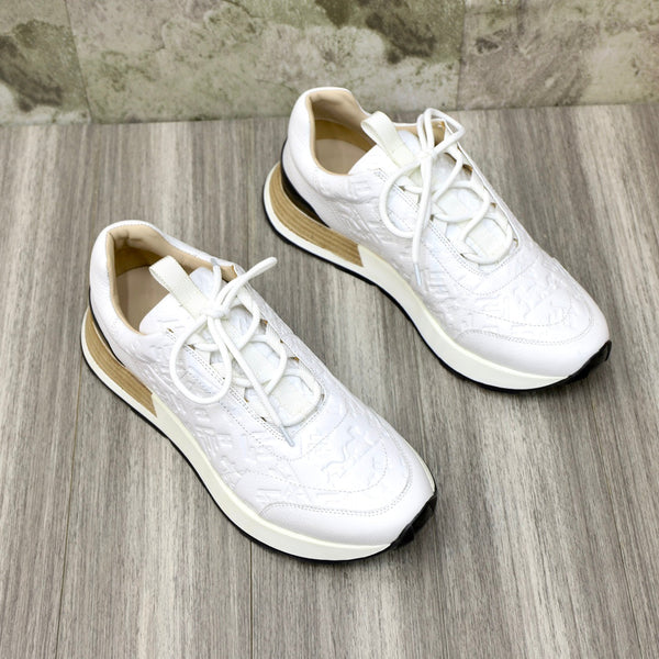 HM EMBOSSED ICON SNEAKER WHITE CALFSKIN