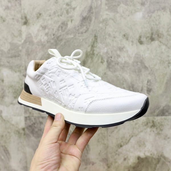 SNEAKER HM EMBOSSED ICON IN PELLE DI VITELLO BIANCA