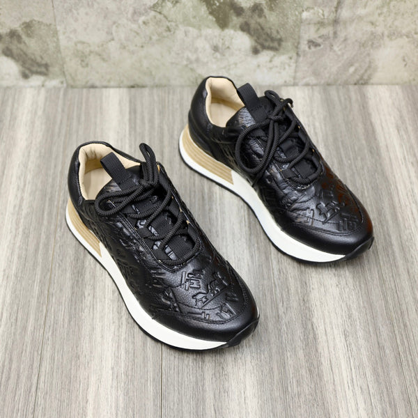 HM EMBOSSED ICON SNEAKER BLACK CALFSKIN