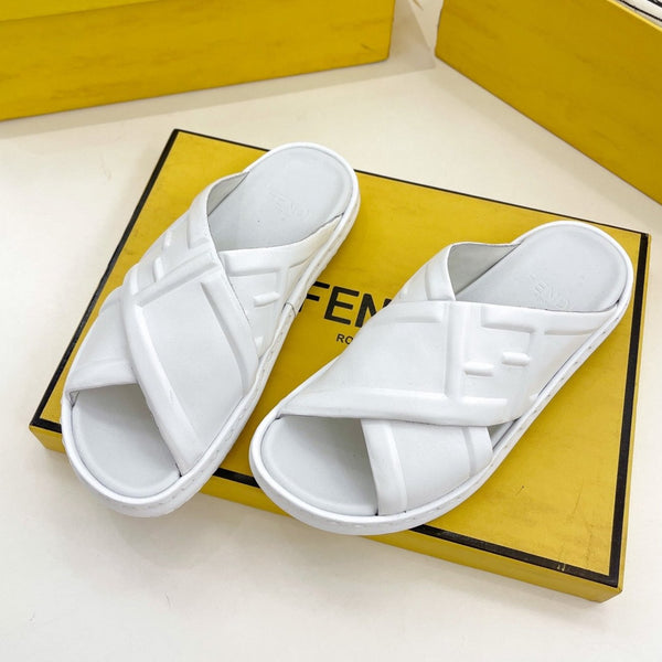 FENDI CROSSOVER SLIPPER IN WHITE CALFSKIN