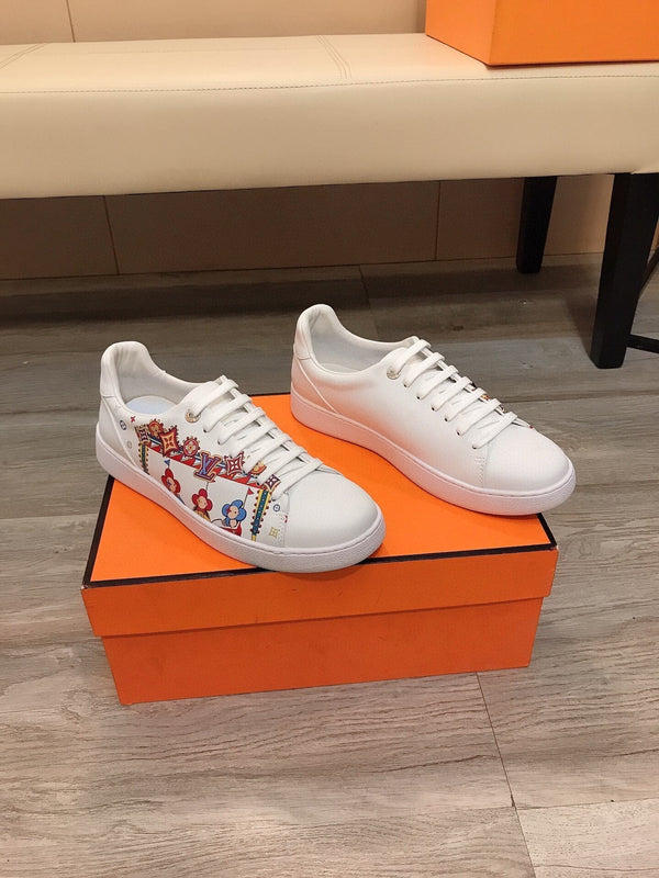 LV TRAINER WHITE CALFSKIN WITH COLORFUL PATTERN