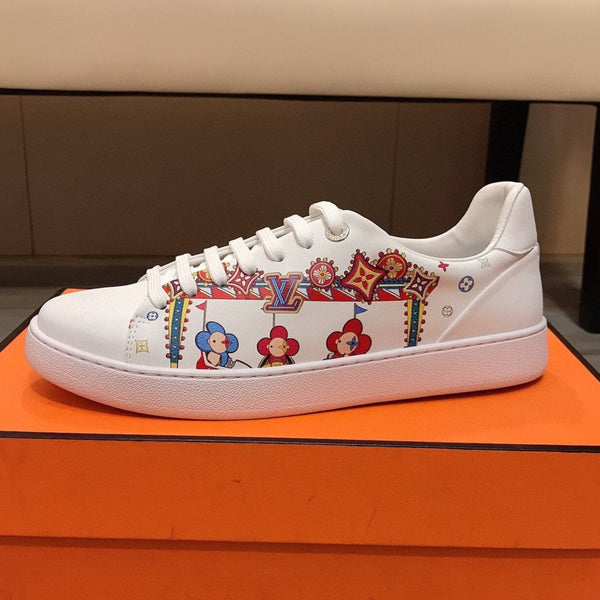 LV TRAINER WHITE CALFSKIN WITH COLORFUL PATTERN