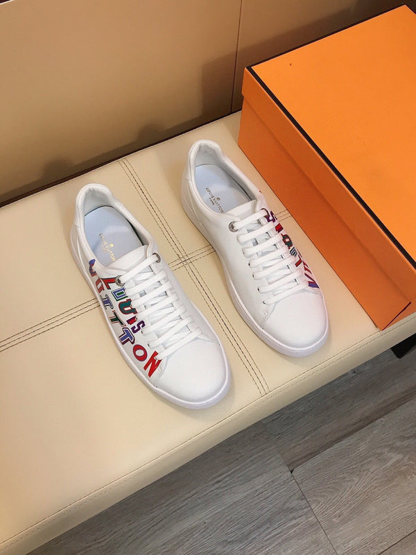LV TRAINER WHITE CALFSKIN WITH COLORFUL LOGO