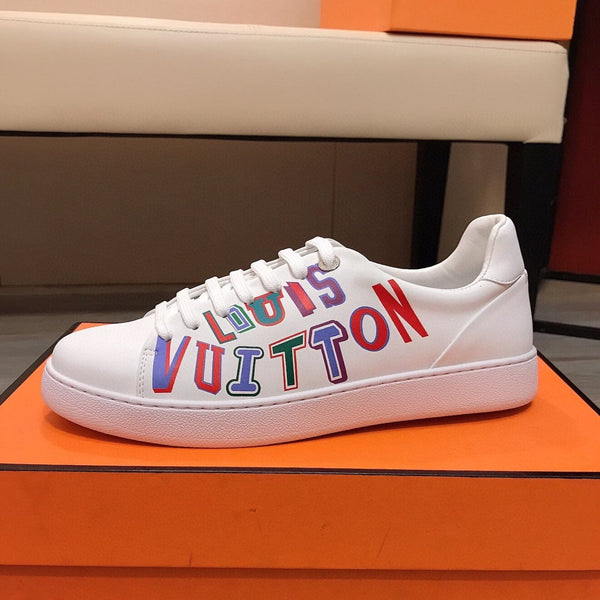 LV TRAINER WHITE CALFSKIN WITH COLORFUL LOGO