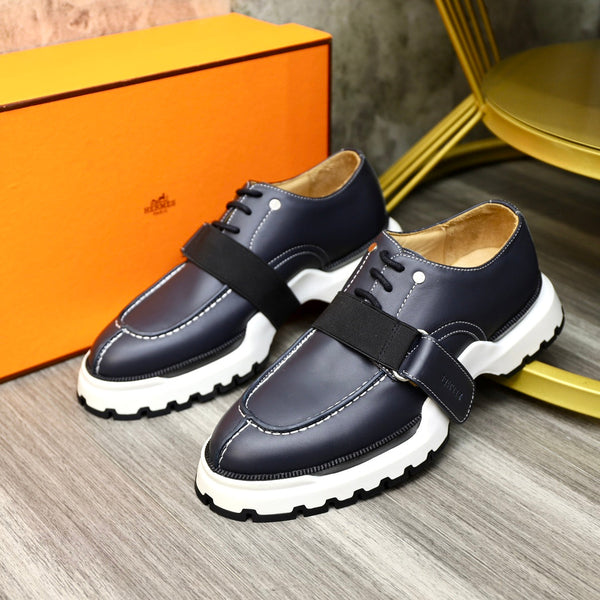 HM DERBY LACE-UP SHOES INDIGO CALFSKIN