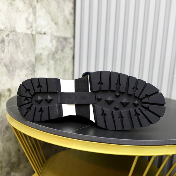 HM DERBY LACE-UP SHOES INDIGO CALFSKIN