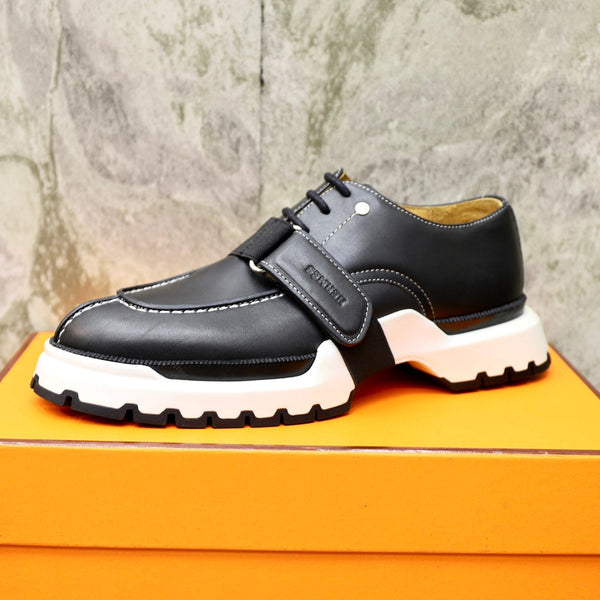HM DERBY LACE-UP SHOES BLACK CALFSKIN