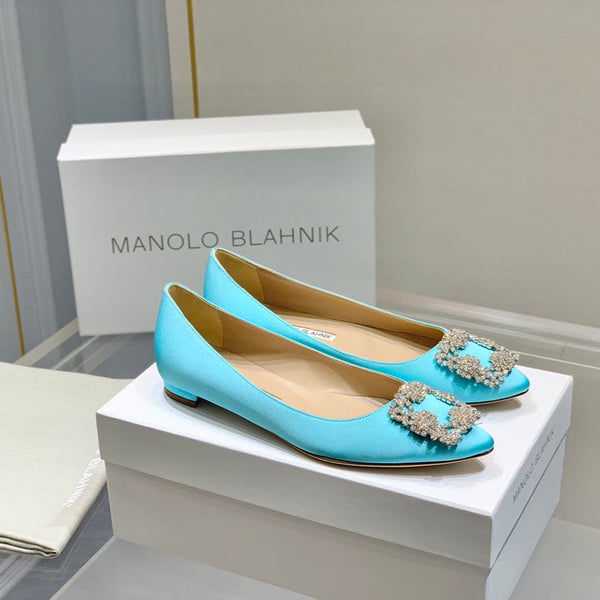 Manolo Diamond Buckle Pumps Electric Silk 327503