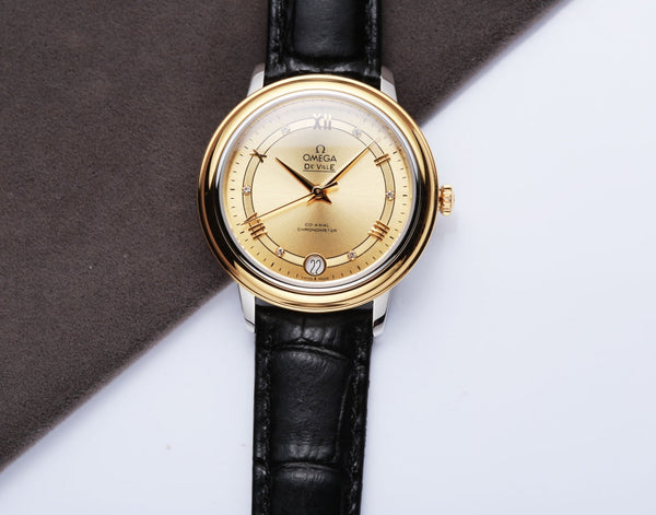 Omega De Ville 32.5mm Gold Dial Leather