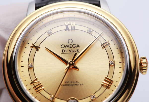 Omega De Ville 32.5mm Gold Dial Leather