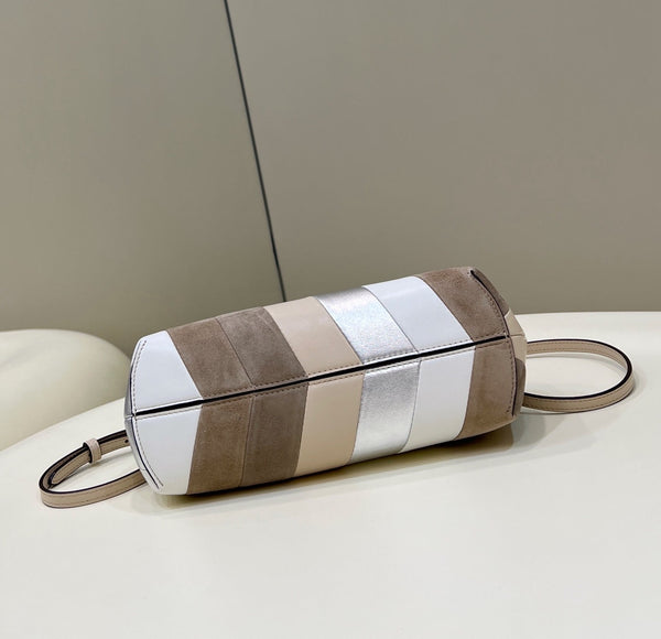 FENDI FIRST SMALL 26 IN COLORFUL SUEDE AND CALFSKIN WITH SILVER HARDWARE