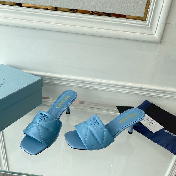 SANDALI CON TACCO ALTO TRAPUNTATI PRA 65 SKY LAMBSKIN