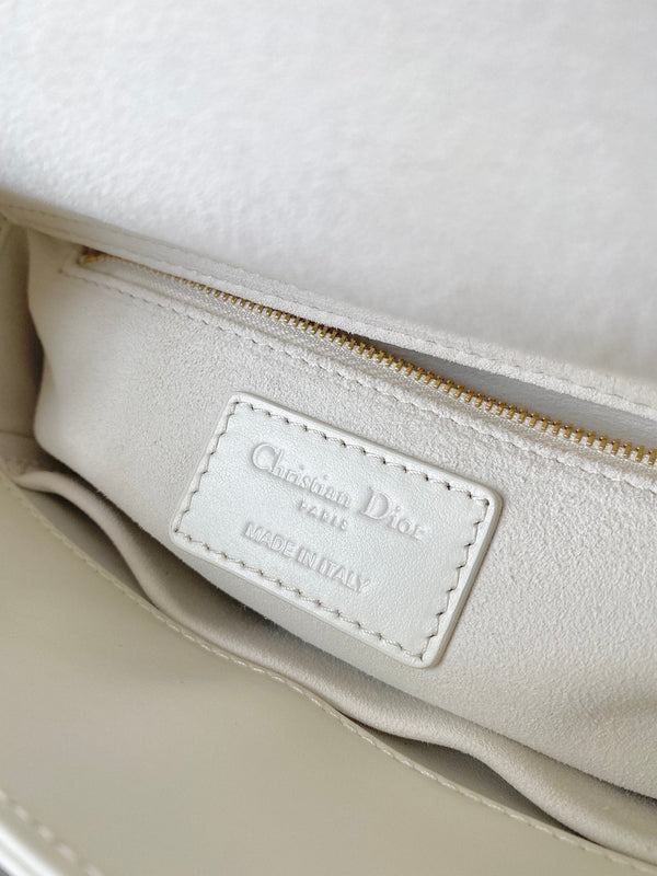 SMALL LADY 20 PELLE DI AGNELLO BIANCA MOTIVO A ROMBI