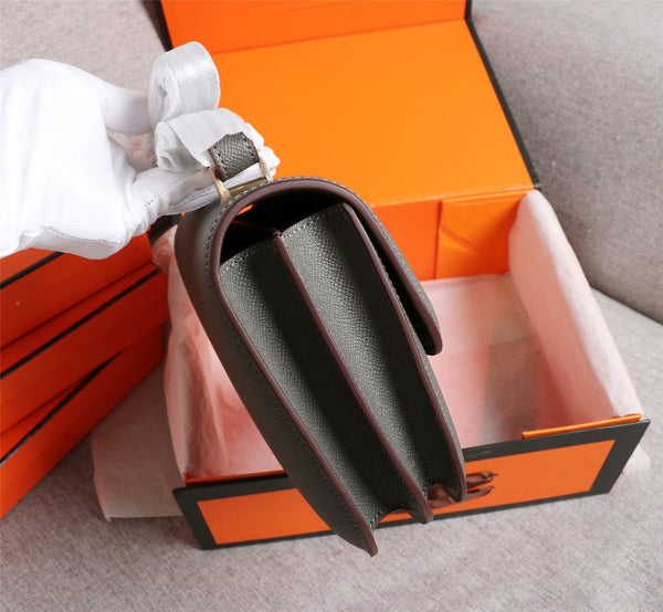 HM CONSTANCE BAGS 22 PEWTER GRAY EPSOM