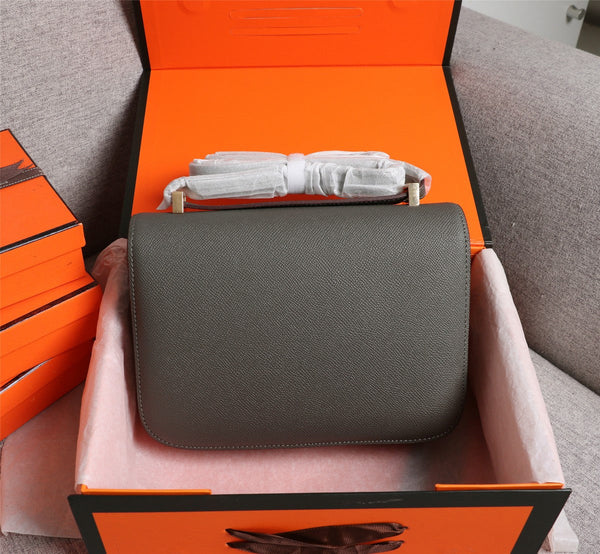 HM CONSTANCE BAGS 22 PEWTER GRAY EPSOM