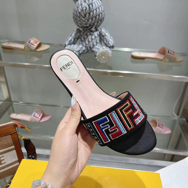 FF Multicolor Logo Slide Pink Black Leather