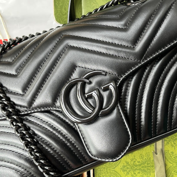 gg marmont 26cm all black calfskin