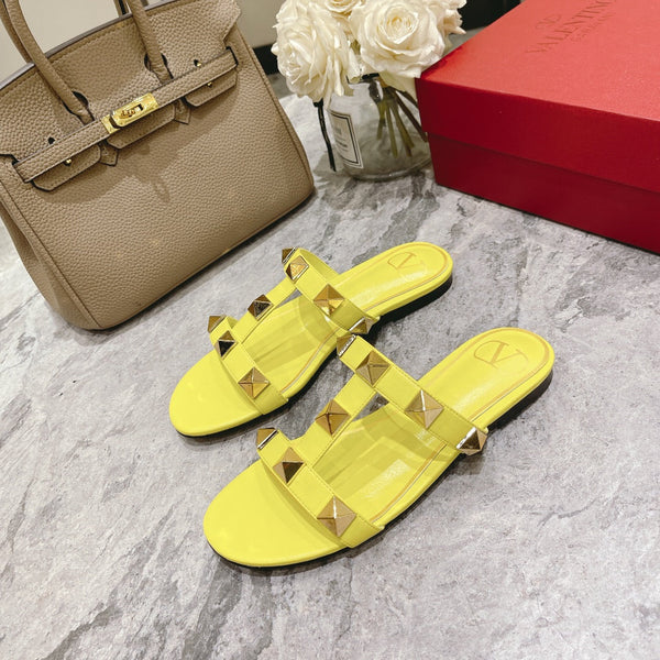 Valentino Roman Stud Sandals Flat Sheepskin