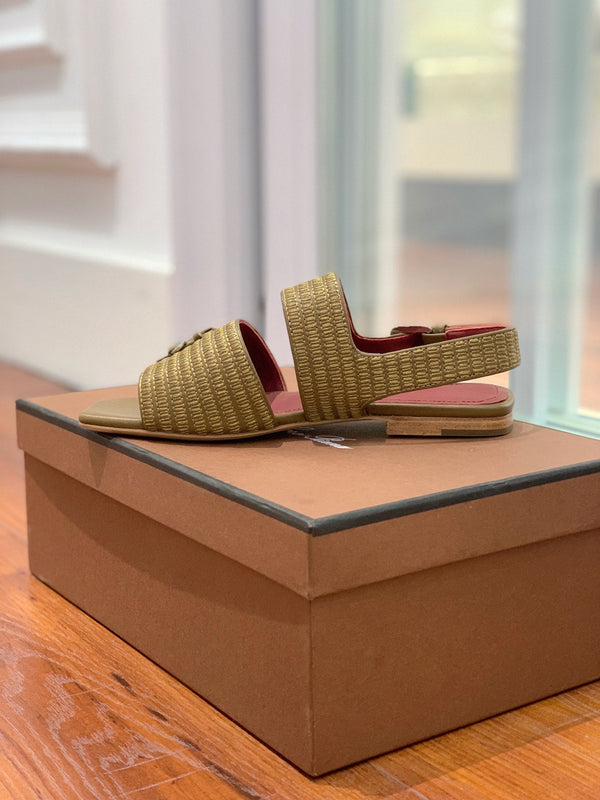 Springthly Charms Flat Sandals Olive Maroon Calfskin