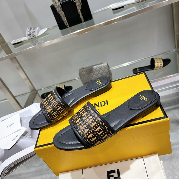 Sandalo da donna in rafia nera FF