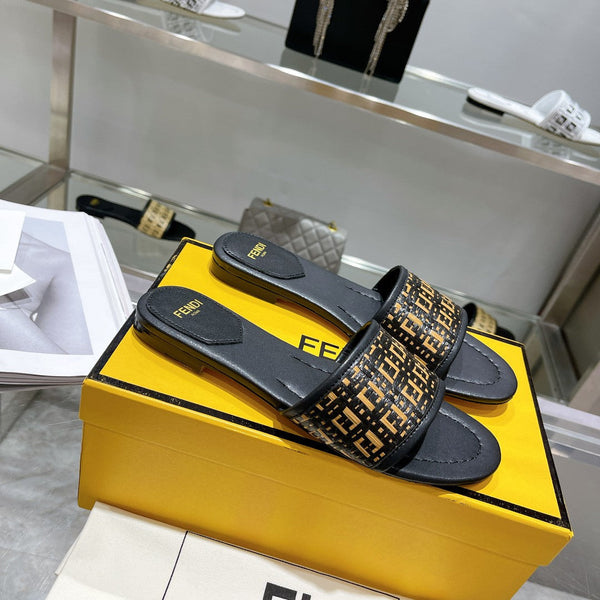 Sandalo da donna in rafia nera FF