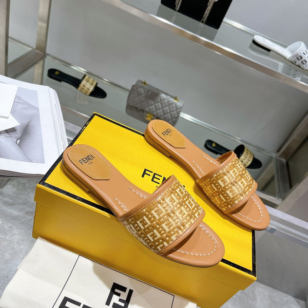 Sandalo in rafia FF da donna color cuoio