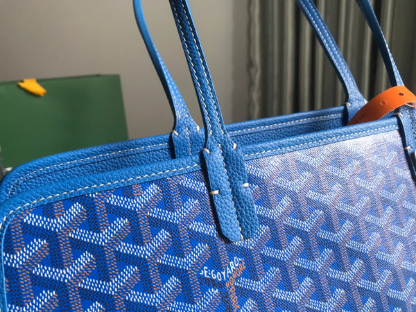 HARDY PM BAG 40 IN SKY BLUE GOYARDINE CANVAS AND TAURILLON LEATHER TRIM