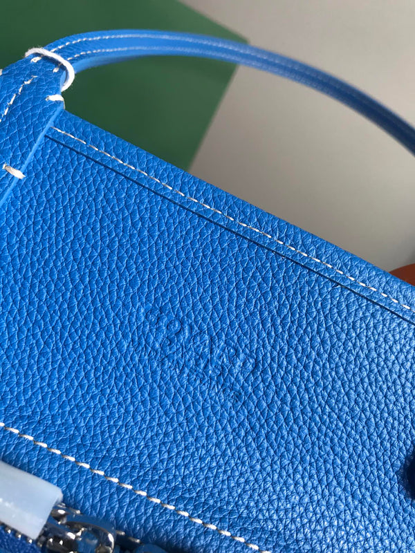 HARDY PM BAG 40 IN SKY BLUE GOYARDINE CANVAS AND TAURILLON LEATHER TRIM