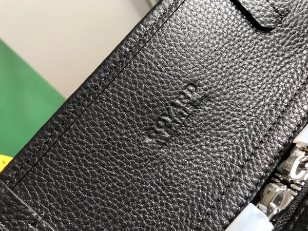 HARDY PM BAG 40 IN BLACK GOYARDINE CANVAS AND TAURILLON LEATHER TRIM