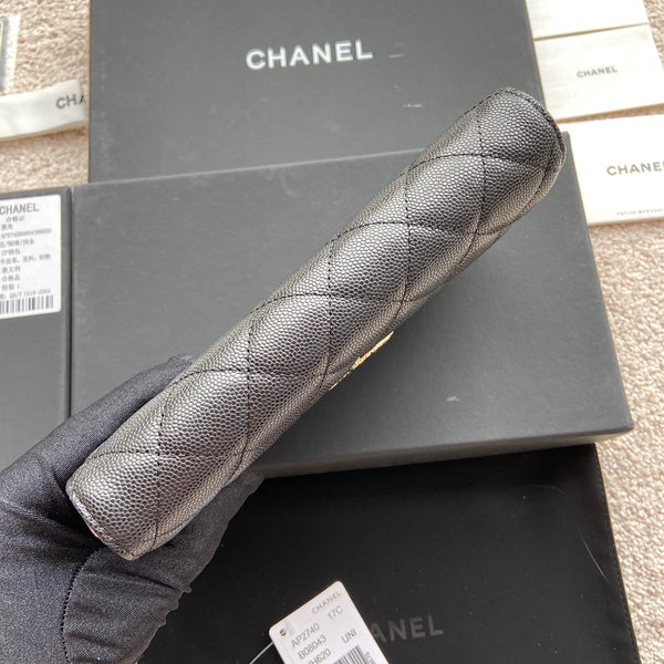 CC Classic Long Wallet 19cm Black Grained Calfskin