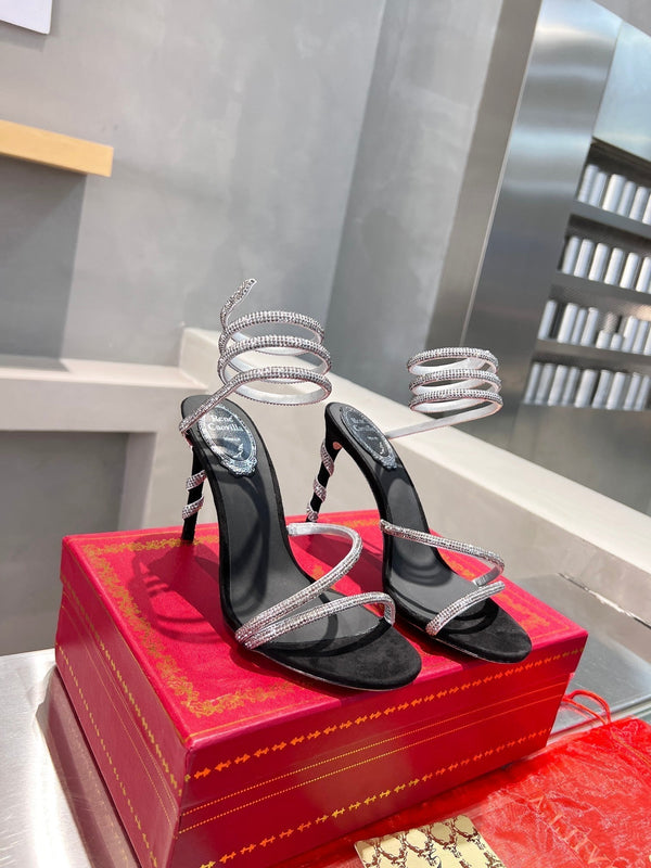 RC Heavy Industry Snake-Shaped Black Silver Silk Creole Rhinestones 251003