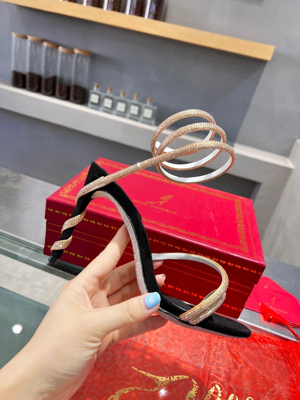 RC Heavy Industry Snake-Shape Black Gold Silk Creole Rhinestones 251005