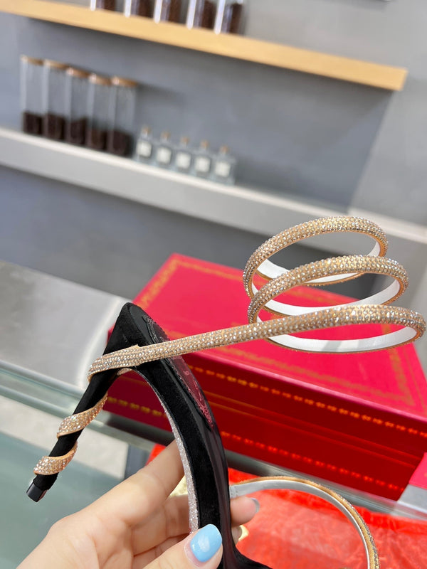 RC Heavy Industry Snake-Shape Black Gold Silk Creole Rhinestones 251005