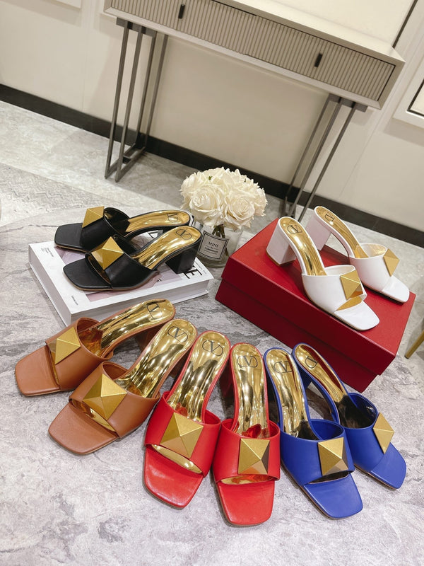 Valentino 25 Mid Heel Mules Calfskin