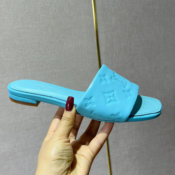 LV Neo Revival Flat Mule 15mm Pelle di vacchetta blu