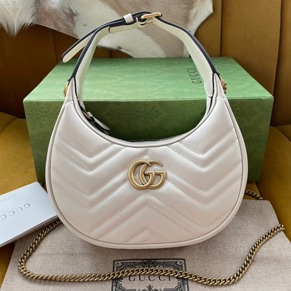 Gucci Marmont 21cm Shoulder Bag White Leather 333534