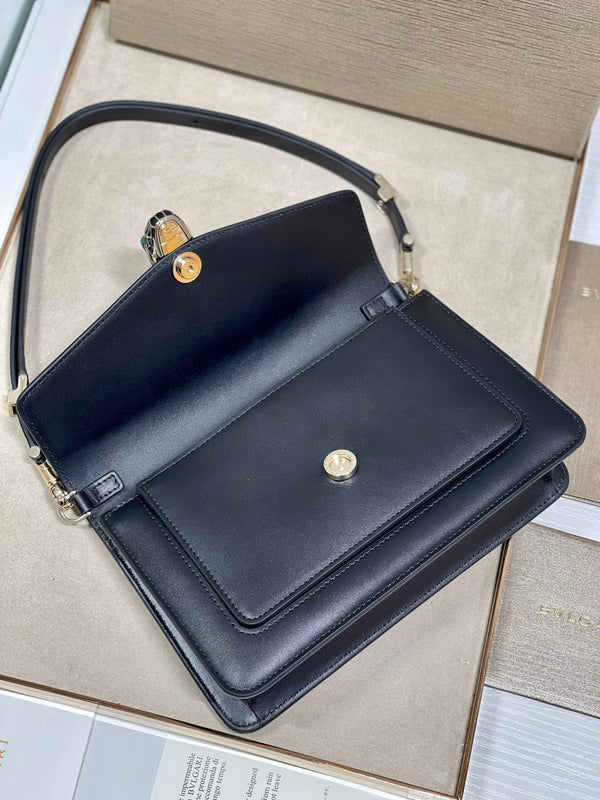 Serpenti Forever East-West Shoulder Bag 22cm Black Cafskin GHW 188478