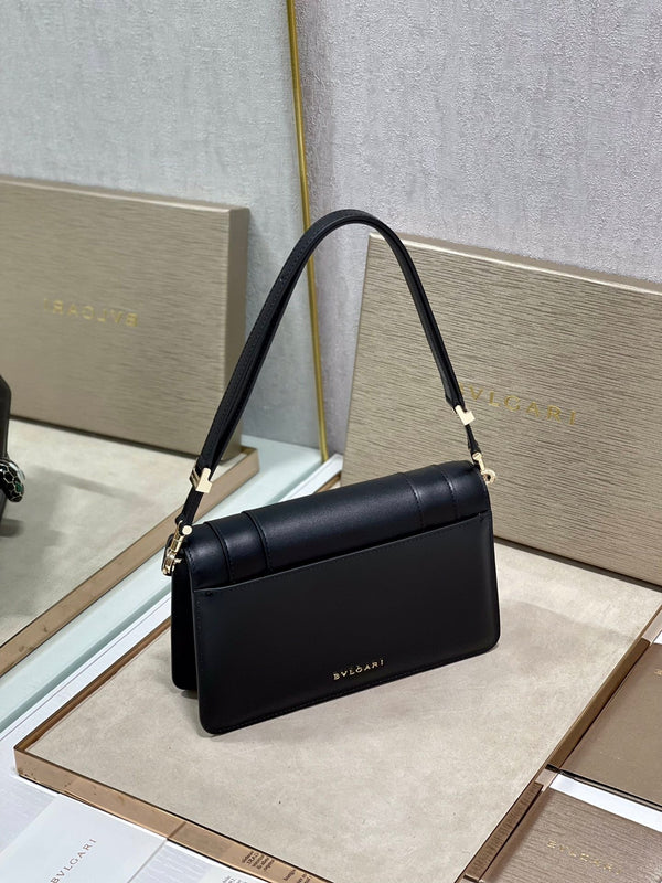 Serpenti Forever East-West Shoulder Bag 22cm Black Cafskin GHW 188478