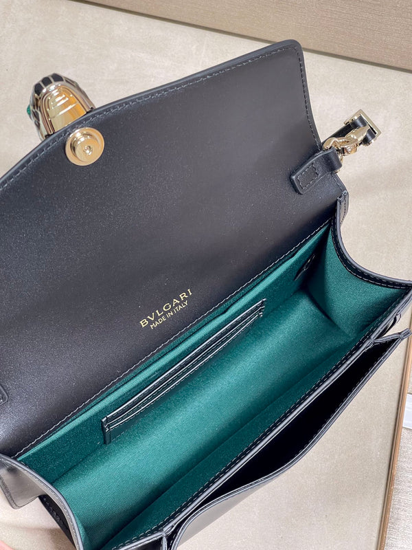 Serpenti Forever East-West Shoulder Bag 22cm Black Cafskin GHW 188478