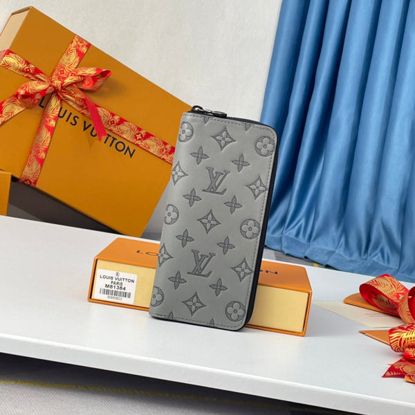 LV M81384 Zippy Vertical Wallet Monogram Shadow Calf Leather 221623