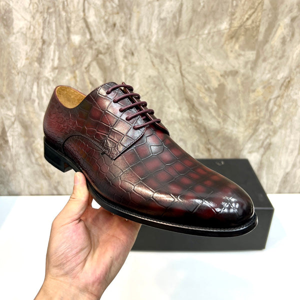 CD CROCODILE MOTIF BASIC OXFORD LAVA COLOR CALFSKIN